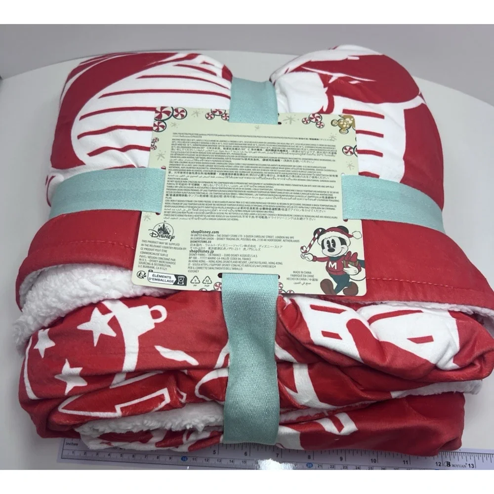 Disney Minnie Mickey Christmas Sherpa Throw Blanket 50